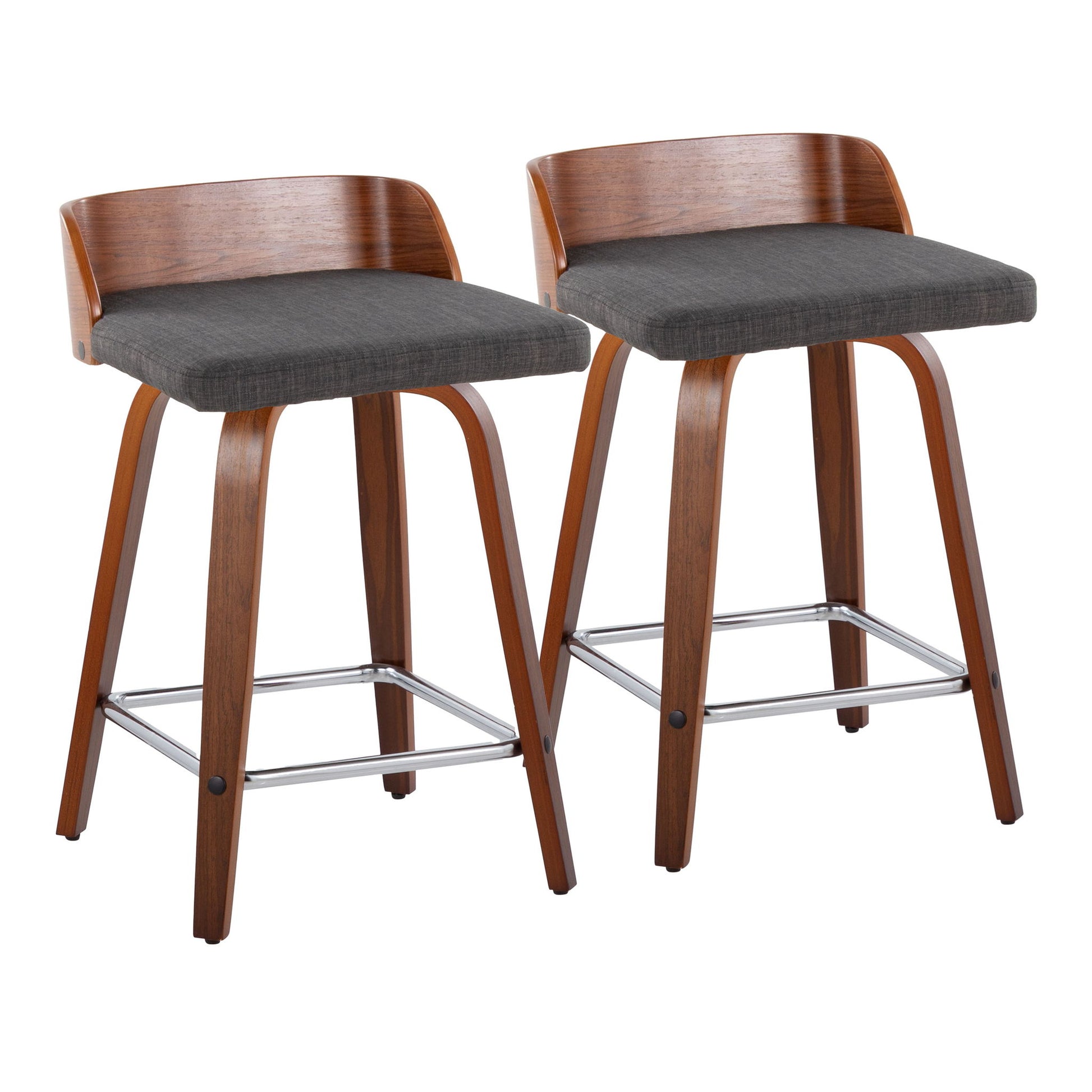 Maya - Mid Century Modern Fixed Height Counter Stool With Swivel With Square Footrest (Set of 2) Lumi Source