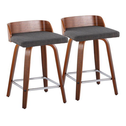 Maya - Mid Century Modern Fixed Height Counter Stool With Swivel With Square Footrest (Set of 2) Lumi Source