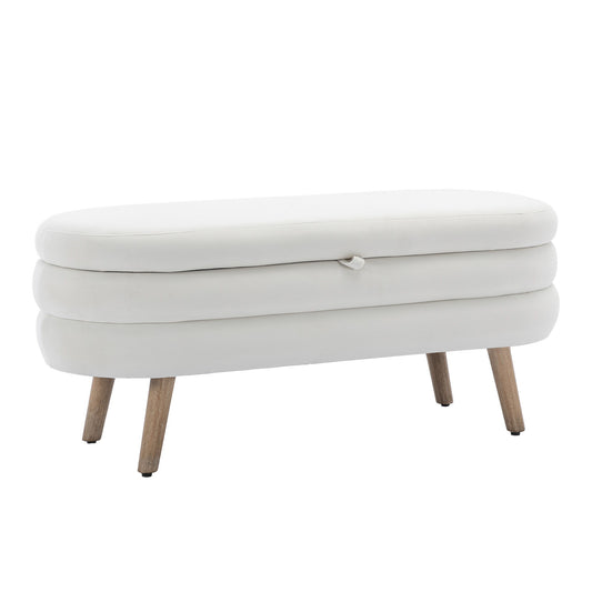 Velvet Fabric Storage Bench With Wood Legs