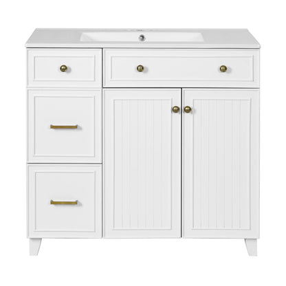 Bathroom Vanity With Sink, Soft Close Doors, Adjustable Shelves Hearth and Haven
