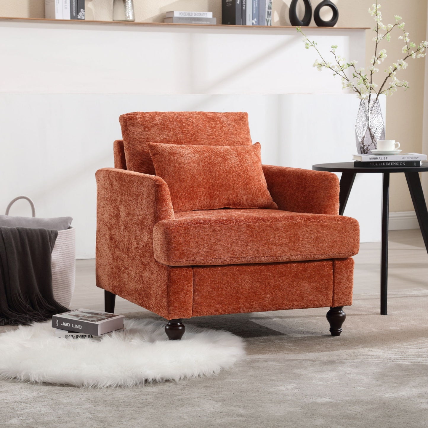 Modern Mid Century Wood Frame Armchair With Tufted Design Home Essentials