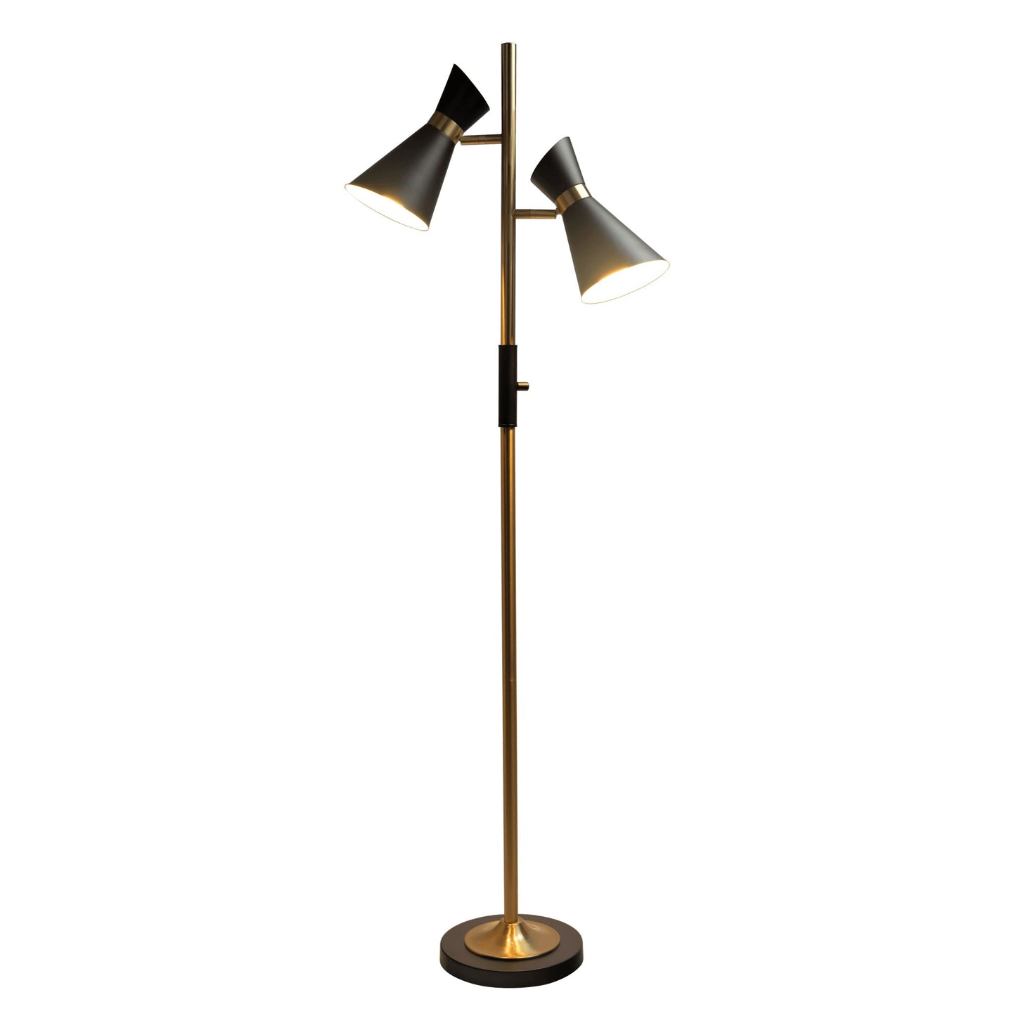 Axis - Floor Lamp With 4 Way Switch Double Spots With Base - Black / Gold Ashcroft Furniture