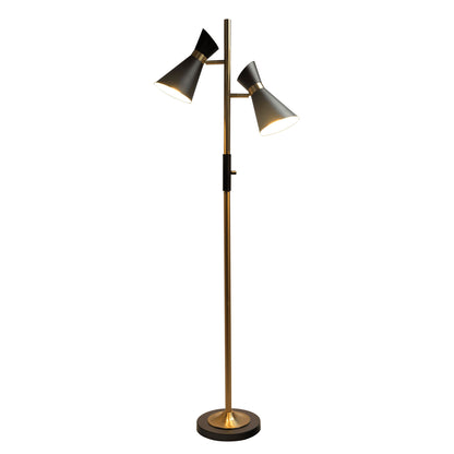 Axis - Floor Lamp With 4 Way Switch Double Spots With Base - Black / Gold Ashcroft Furniture