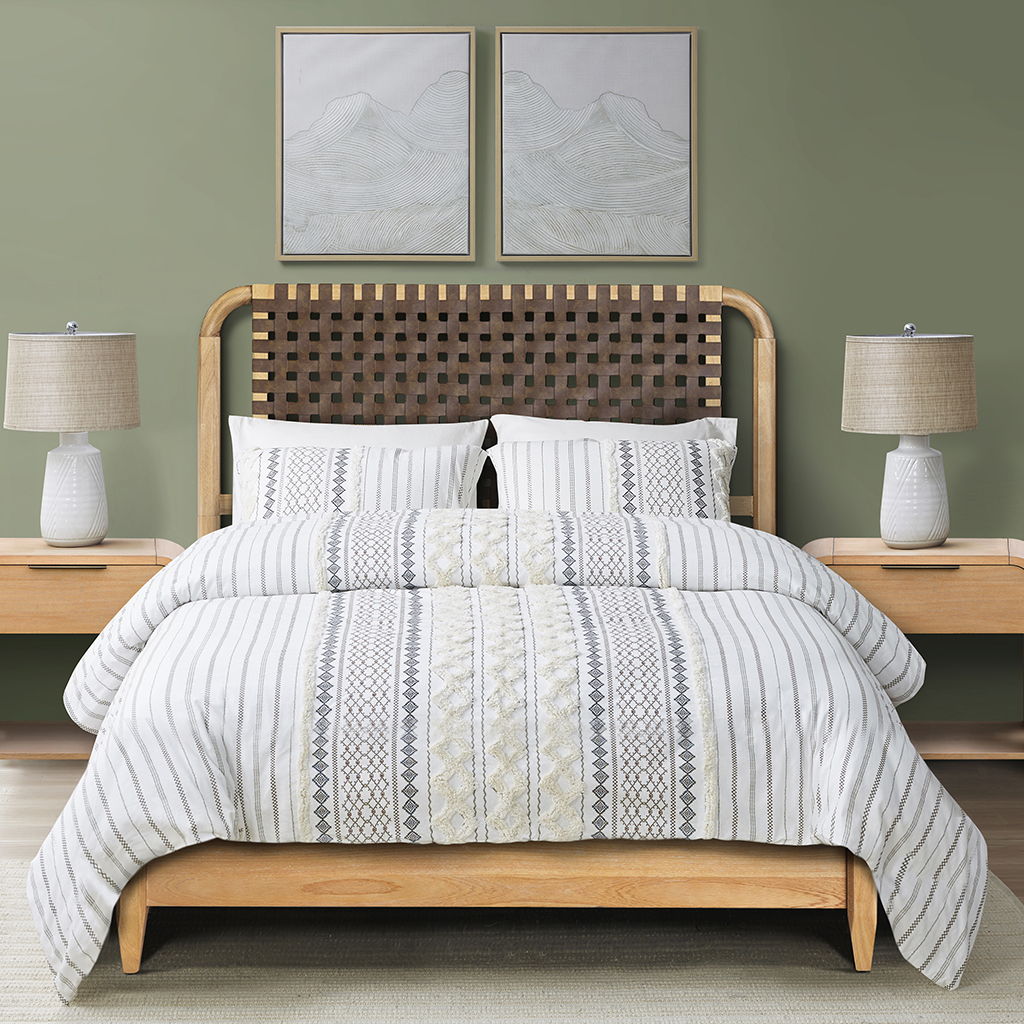 Jameson - Woven Faux Leather Queen Bed - Natural INK+IVY