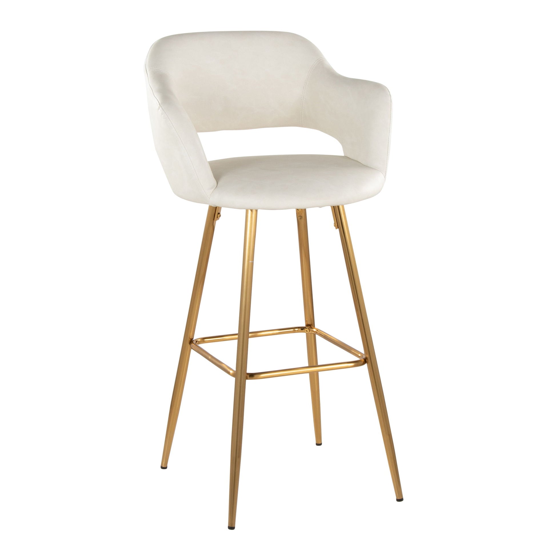 Margarite - Contemporary Fixed Height Barstool With Footrest (Set of 2) With Square Lumi Source