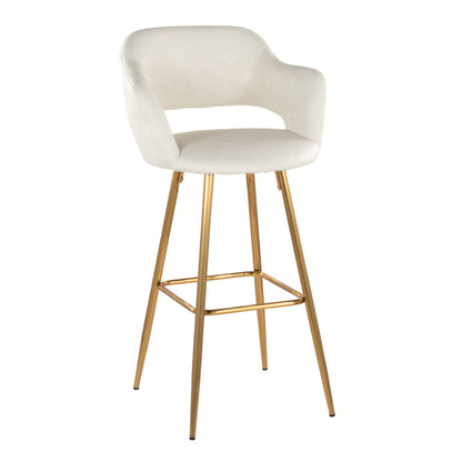 Margarite - Contemporary Fixed Height Barstool With Footrest (Set of 2) With Square Lumi Source