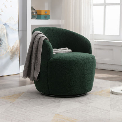 Teddy Fabric Swivel Accent Armchair Barrel Chair With Powder Coating Metal Ring