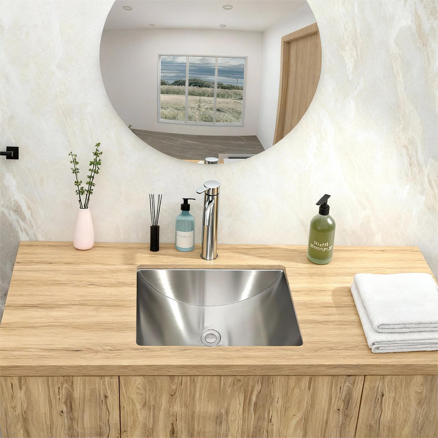 Undermount Bathroom Sink With Pop Up Drain, Durable Material, Easy Clean Nano Finish - Brushed Nickel Daily Nest