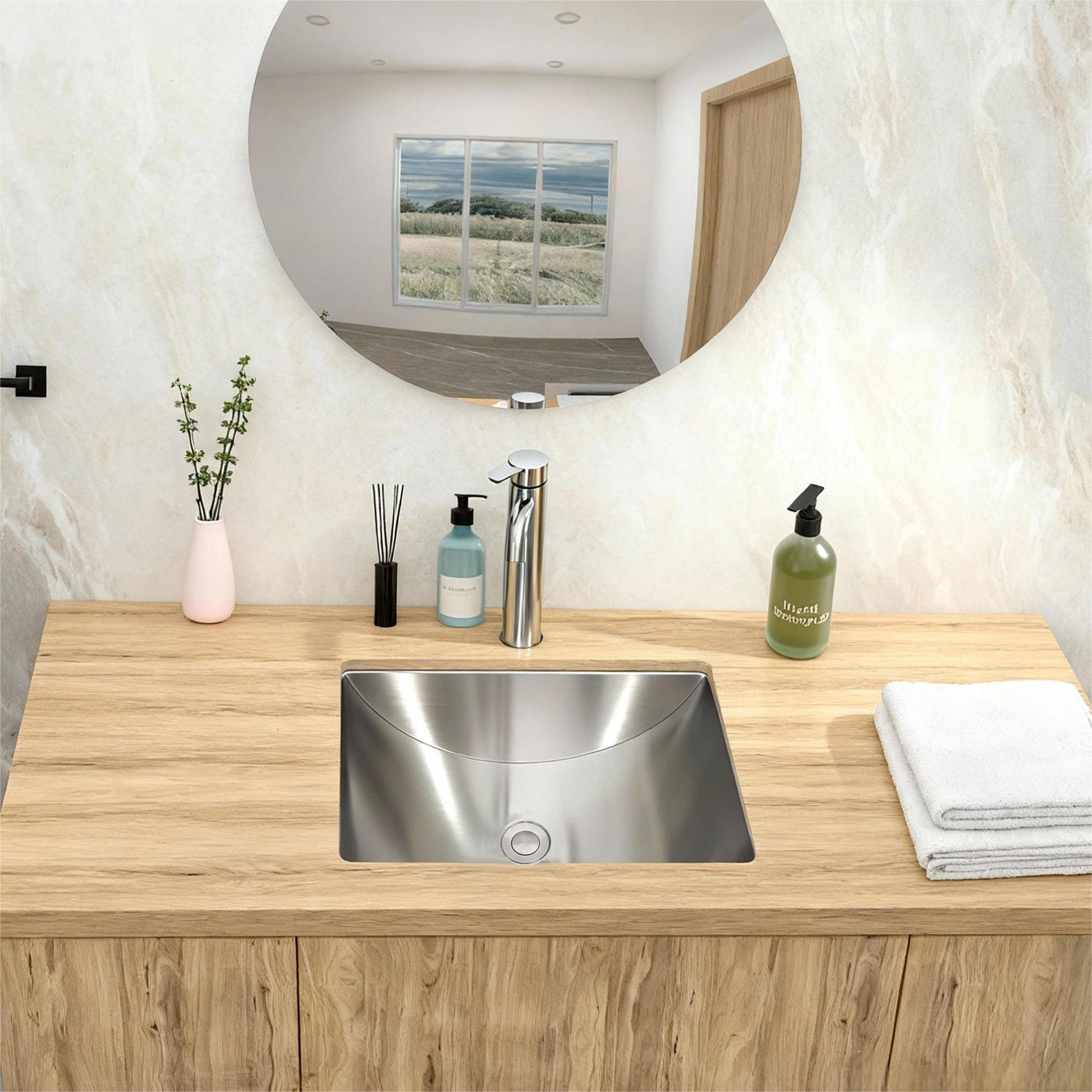 Undermount Bathroom Sink With Pop Up Drain, Durable Material, Easy Clean Nano Finish - Brushed Nickel Daily Nest