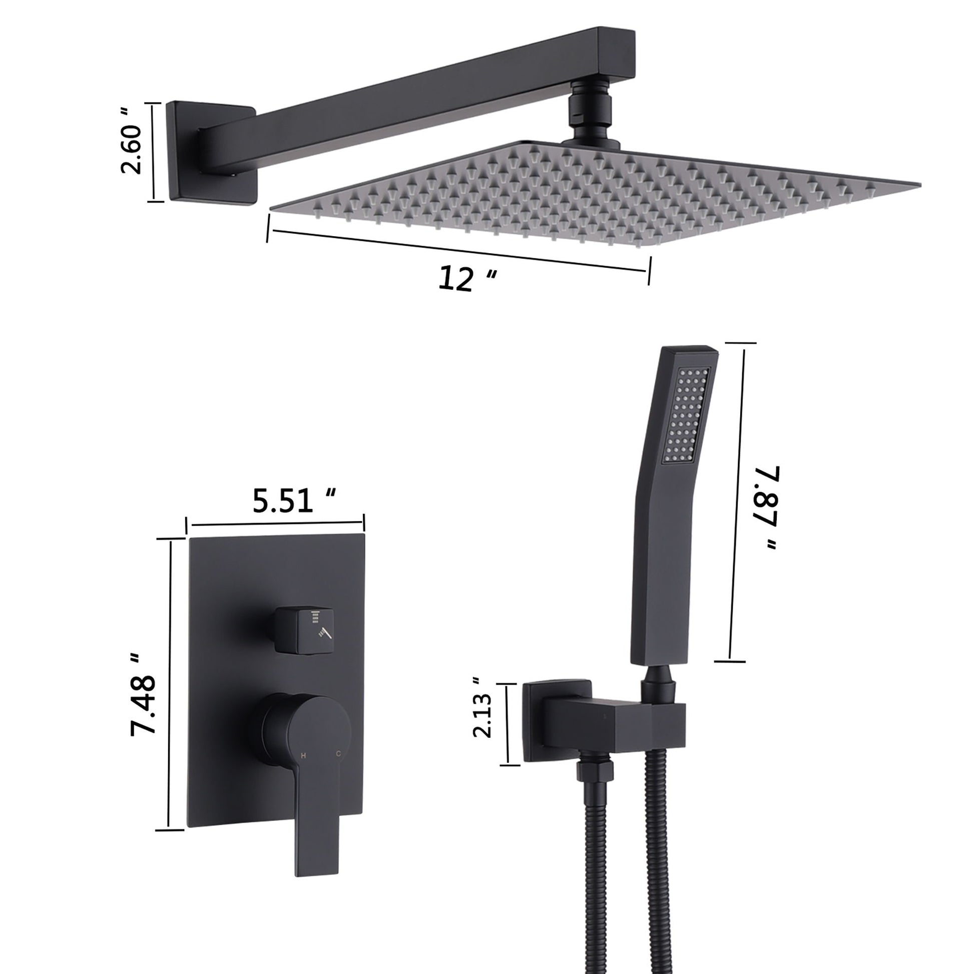 12" Ceiling Mount Shower System With Rain Mixer And Handheld Shower Daily Nest
