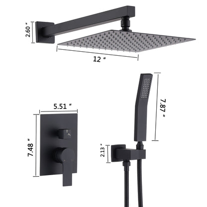 12" Ceiling Mount Shower System With Rain Mixer And Handheld Shower Daily Nest
