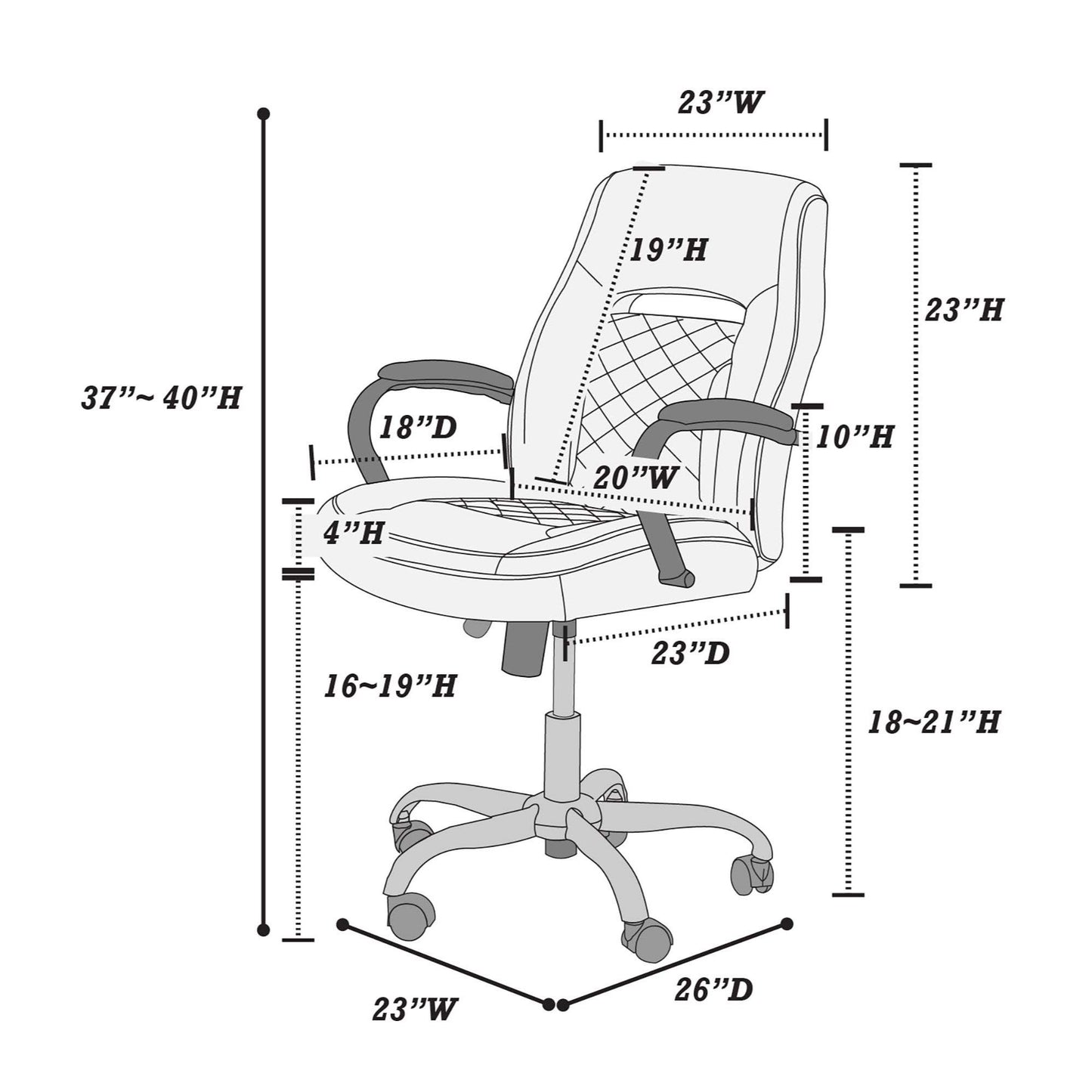 Ergonomic Office Chair With Armrests, Adjustable Design - Black / Blue Home Essentials