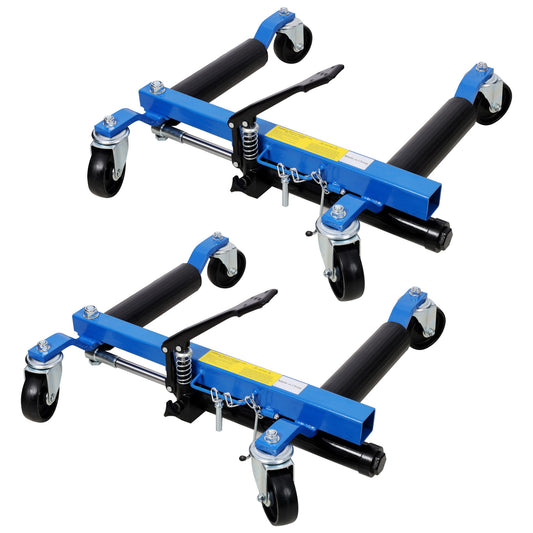 Hydraulic Car Wheel Dolly (Set of 2) With Foot Pedal Lift, 1, 500Lbs Capacity - Black / Blue Daily Nest