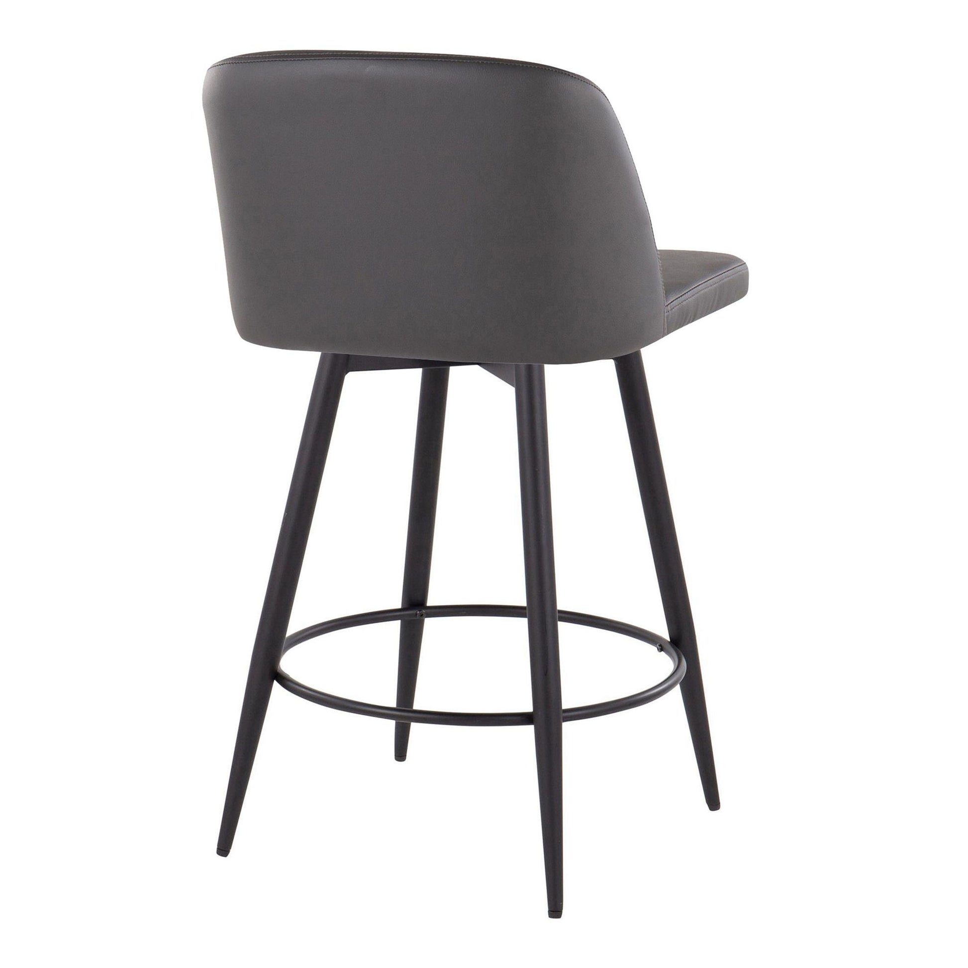 Toriano - Contemporary Fixed-Height, Counter Stool With Swivel With Round Footrest (Set of 2) Lumi Source
