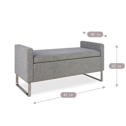 Upholstered Ottoman Bench With Storage - Dark Gray Home Essentials