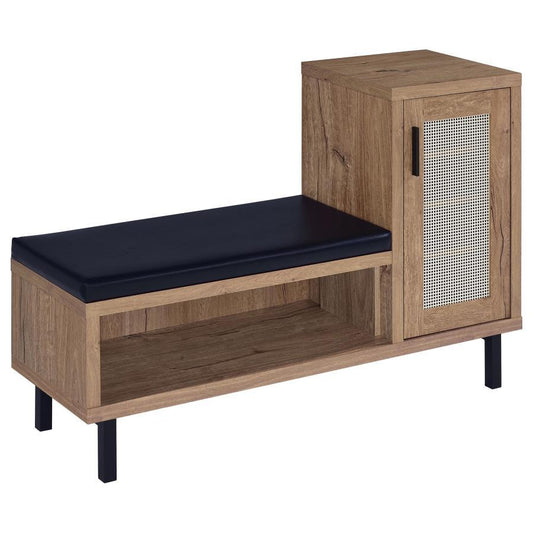 Teller - 1-Door Entryway Shoe Storage Bench - Natural Oak Coaster Fine Furniture
