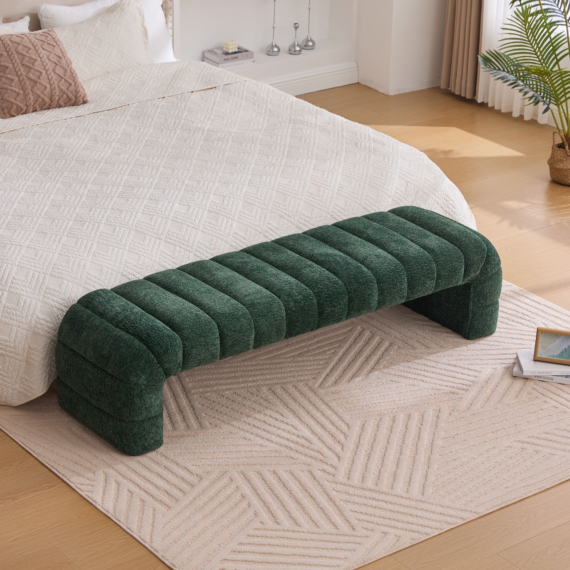 Modern Upholstered Armless Bed Bench With Channel Tufted Design - Snoozhouse