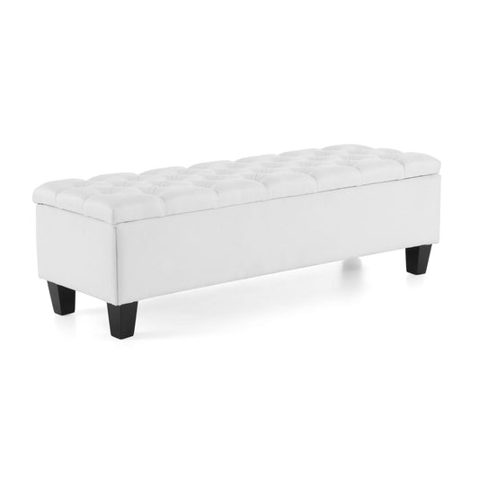 Contemporary Button Tufted And Diamond Stitched Storage Ottoman Noble House