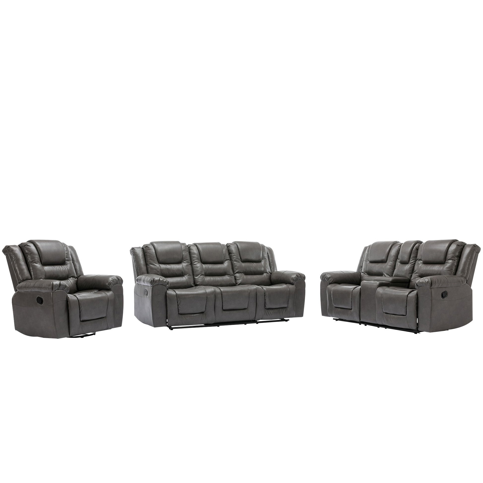 Home Theater Recliner Set Manual Recliner Chair With Wide Armrest, Two Built-In Cup Holders For Living Room Hearth and Haven