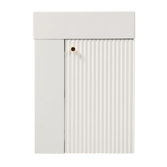 Floating Bathroom Vanity With Resin Basin, Left Side Storage - White Hearth and Haven