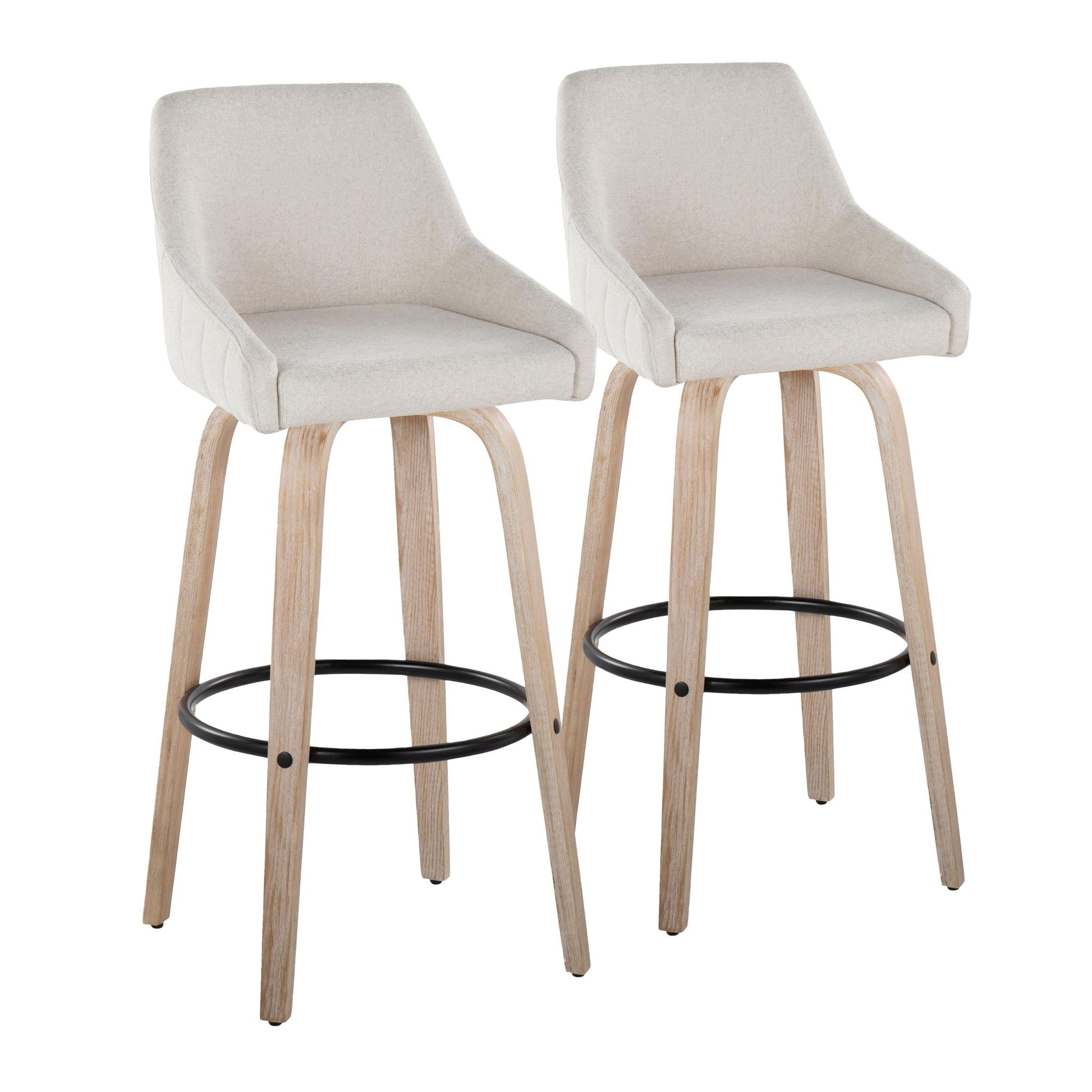 Hannah - Transitional Fixed Height Barstool With Swivel With Round Footrest (Set of 2) Lumi Source