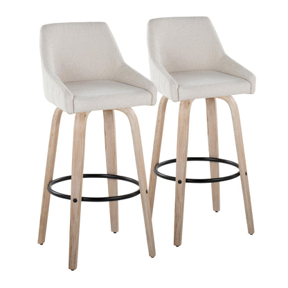 Hannah - Transitional Fixed Height Barstool With Swivel With Round Footrest (Set of 2) Lumi Source
