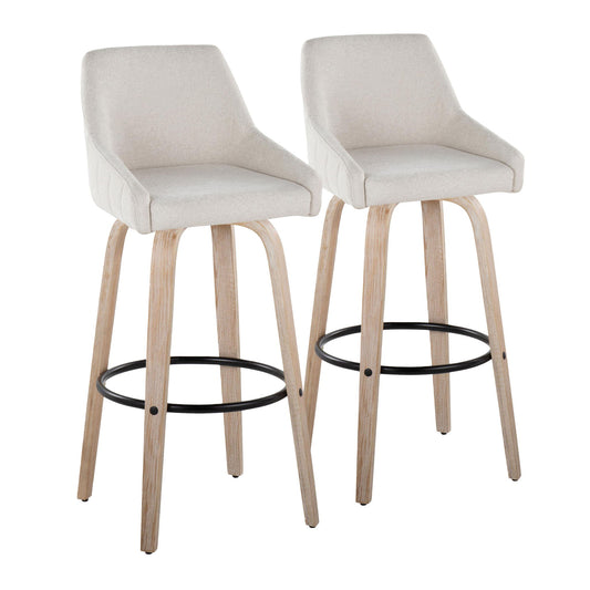 Hannah - Transitional Fixed Height Barstool With Swivel With Round Footrest (Set of 2) Lumi Source