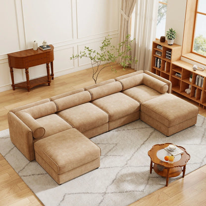 Contemporary Elegant White Chenille Sofa With Storage And Ottoman Home Essentials