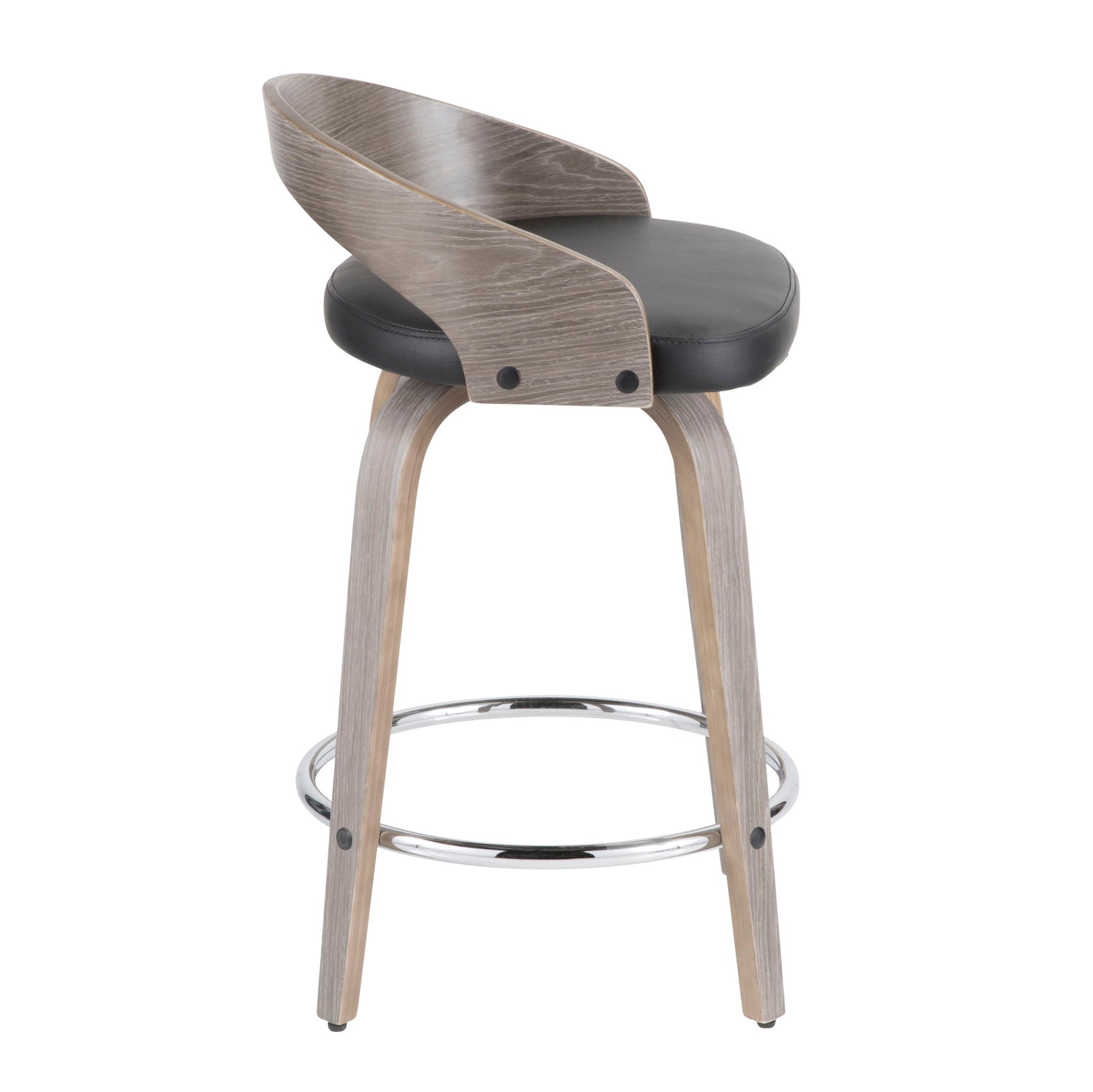 Grotto - Contemporary Fixed Height Counter Stool & Swivel With Round Footrest (Set of 2) Lumi Source