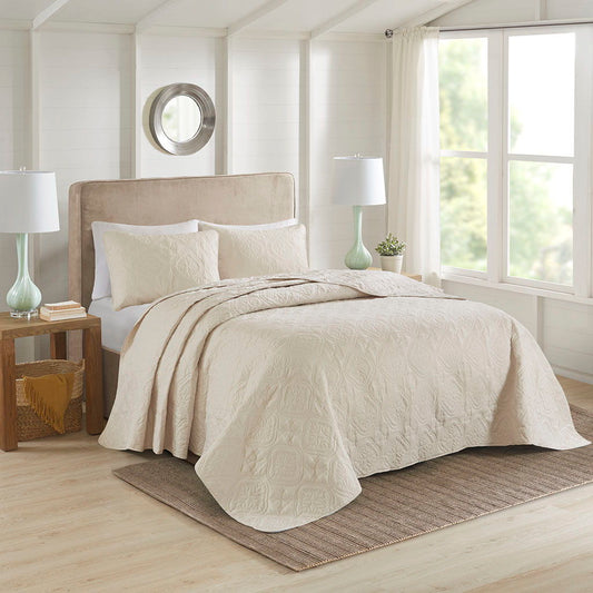 Oakley - King 3 Piece Reversible Bedspread Set - Cream 510 Design