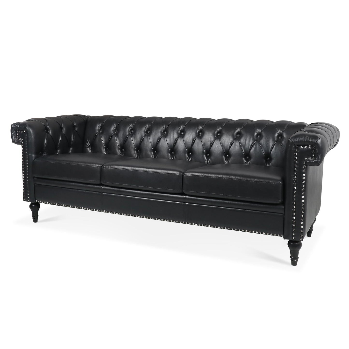 Traditional Square Arm Removable Cushion 3 Seater Sofa Home Essentials