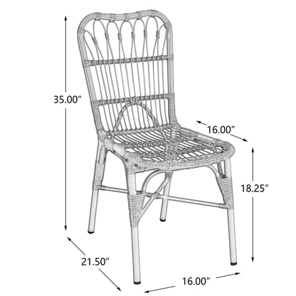 Outdoor Wicker Patio Dining Chairs Set With Durable Frame And Rattan Weave Noble House