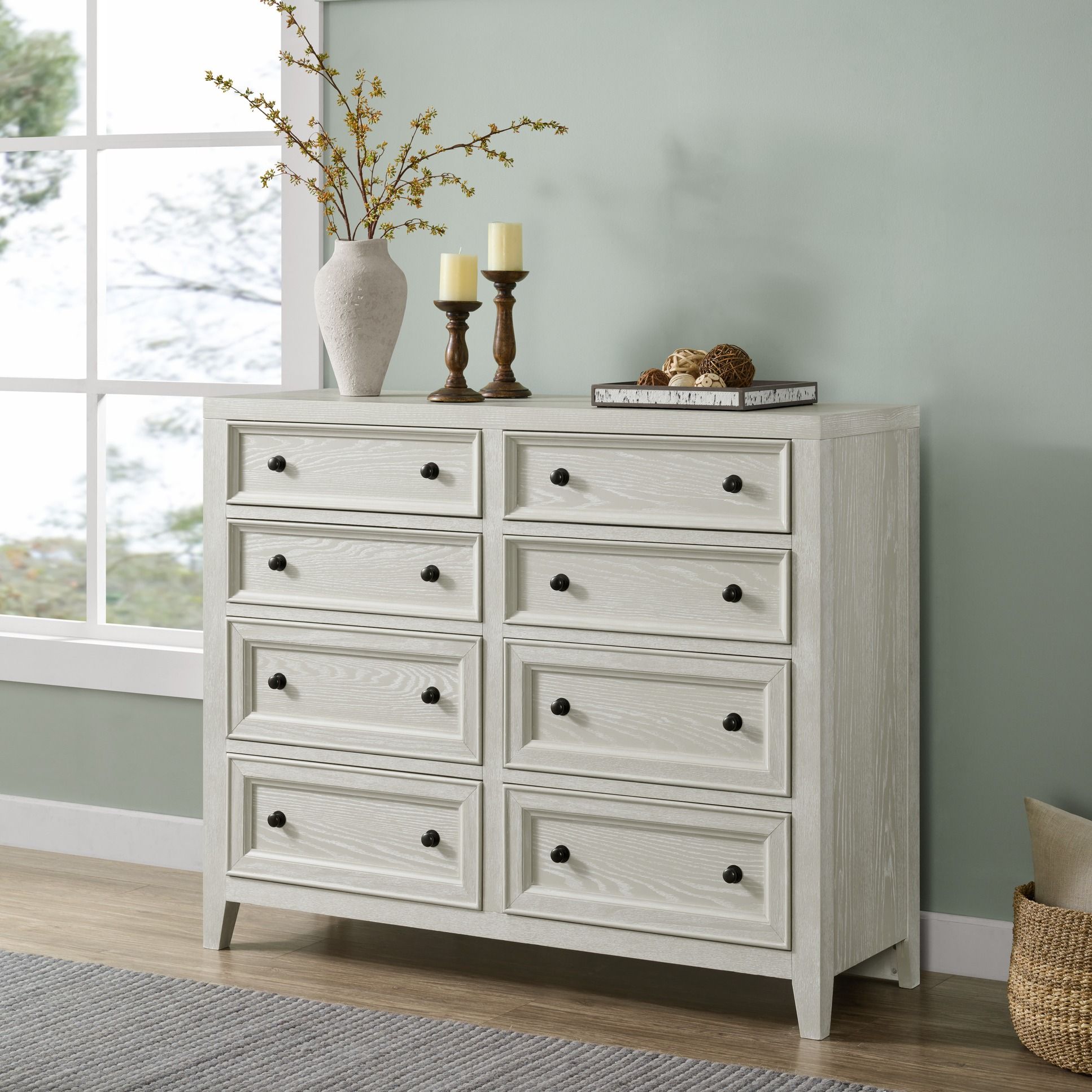 8 Drawer Dresser With Framed Fronts And Smooth Metal Glides Home Essentials