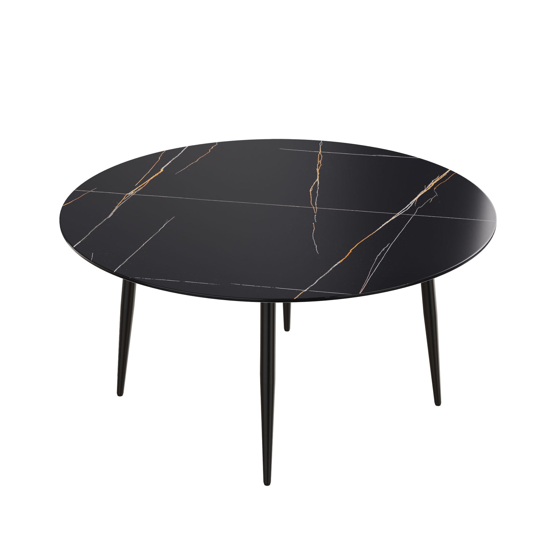 Modern Man-Made Stone Round Dining Table-Position For 6 People Home Essentials
