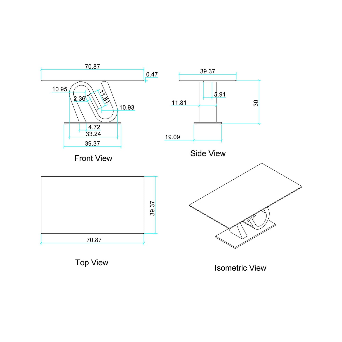 Anne - Dining Table - White / Gray Global Furniture USA
