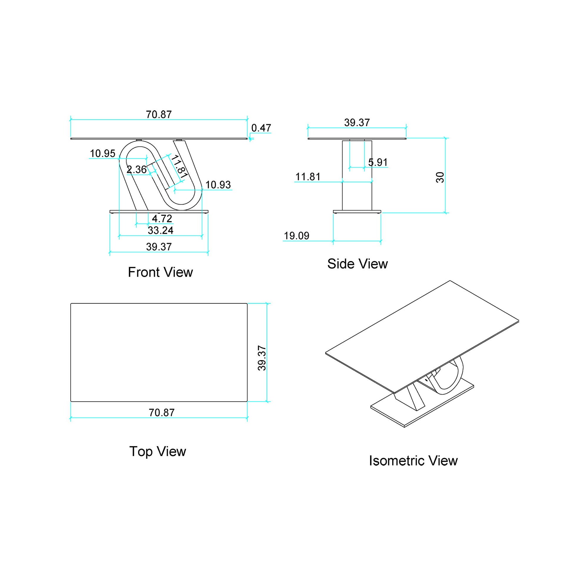 Anne - Dining Table - White / Gray Global Furniture USA