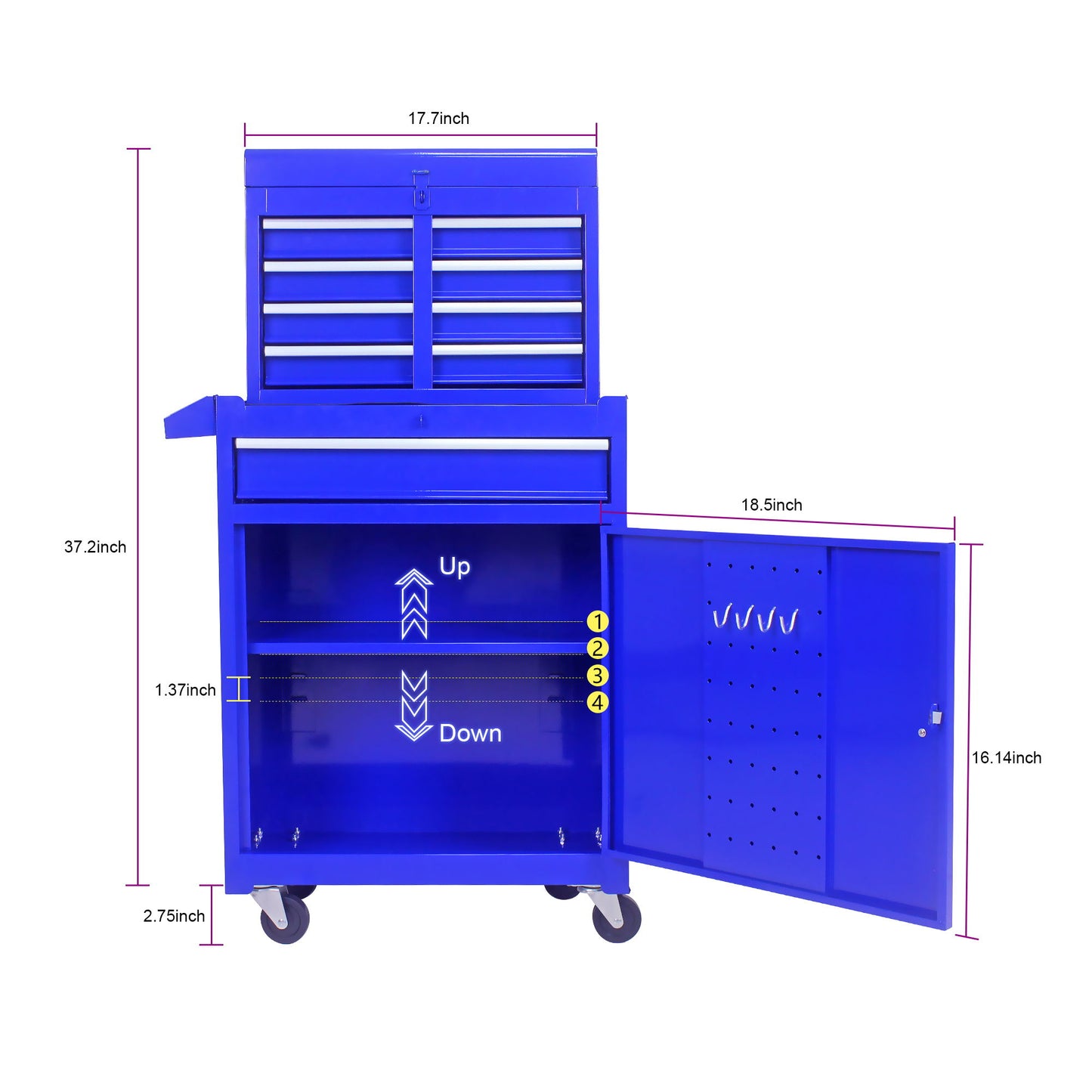 High Capacity Rolling Tool Chest With Wheels And Drawers, Storage Cabinet Daily Nest