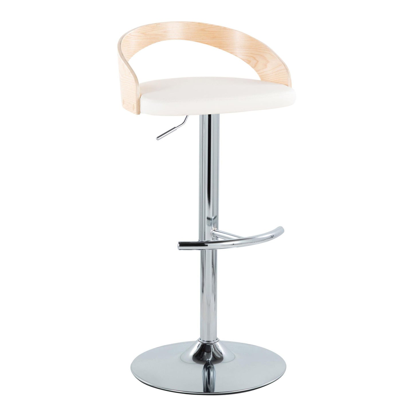 Grotto - Contemporary Adjustable Barstool, Swivel With Rounded T Footrest (Set of 2) Lumi Source