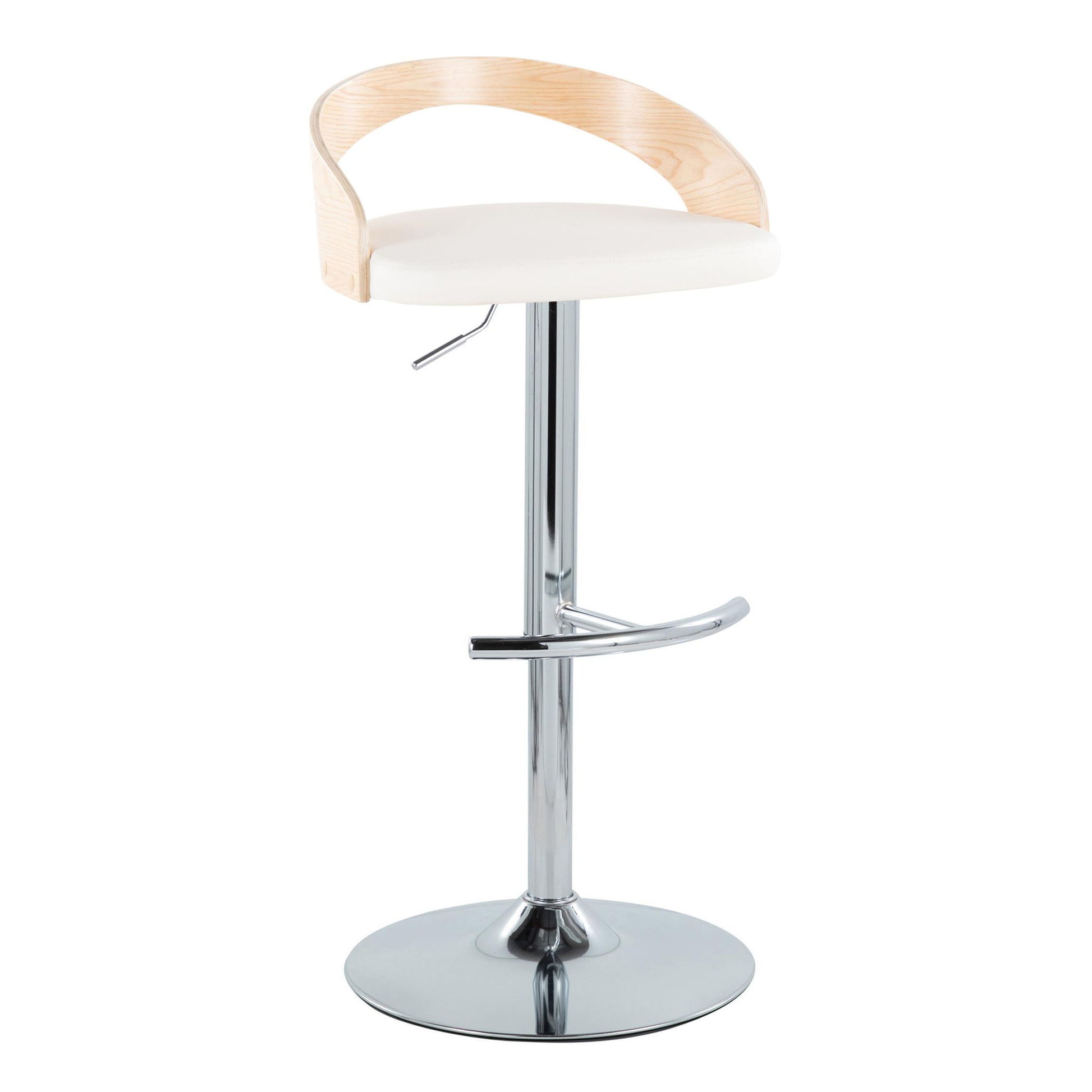 Grotto - Contemporary Adjustable Barstool, Swivel With Rounded T Footrest (Set of 2) Lumi Source