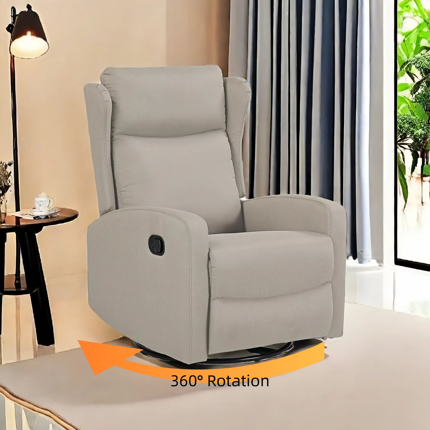 Rocking Swivel Recliner Chair For Living Room, 360 Degree Swivel, Adjustable Modern Reclining Chair, Classic And Traditional Recliner Sofa With Lumbar Support - Ligth Gray