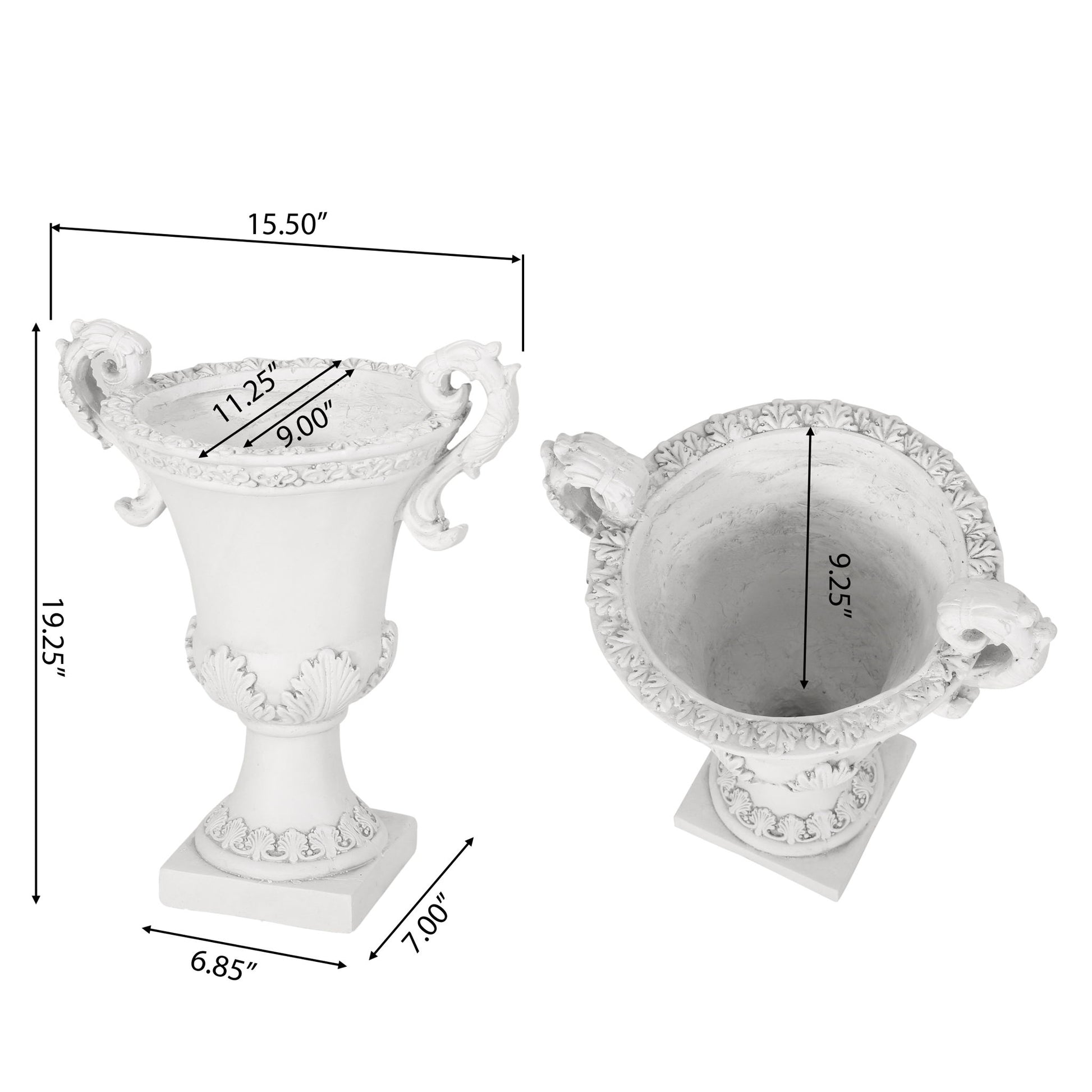 Roman Style Garden Urn Planter - Antique White Noble House