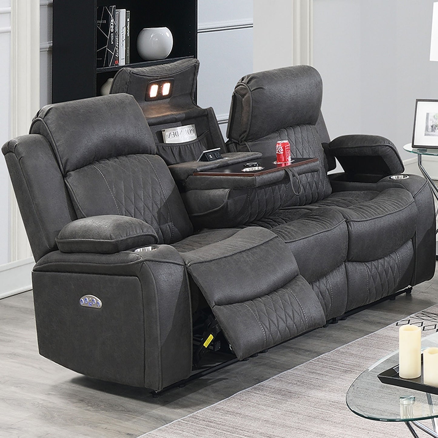 Power Motion Living Room Set With USB Port, Adjustable Headrest, Cup Holder Home Essentials