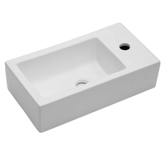 Modern Ceramic Rectangle Wall Mount Bathroom Sink With Single Faucet Hole Daily Nest