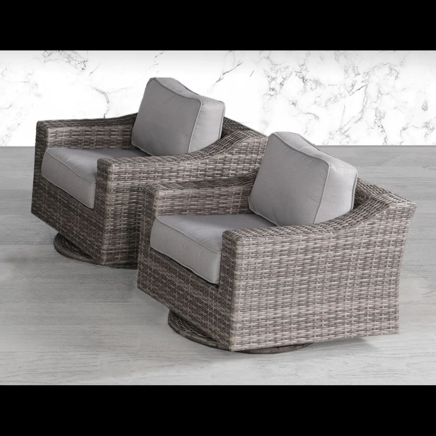 Elegant Swivel Patio Chair With Luxurious Cushions Perfect For Outdoor Relaxation (Set of 2) - Gray Mix LSI Patio Furniture