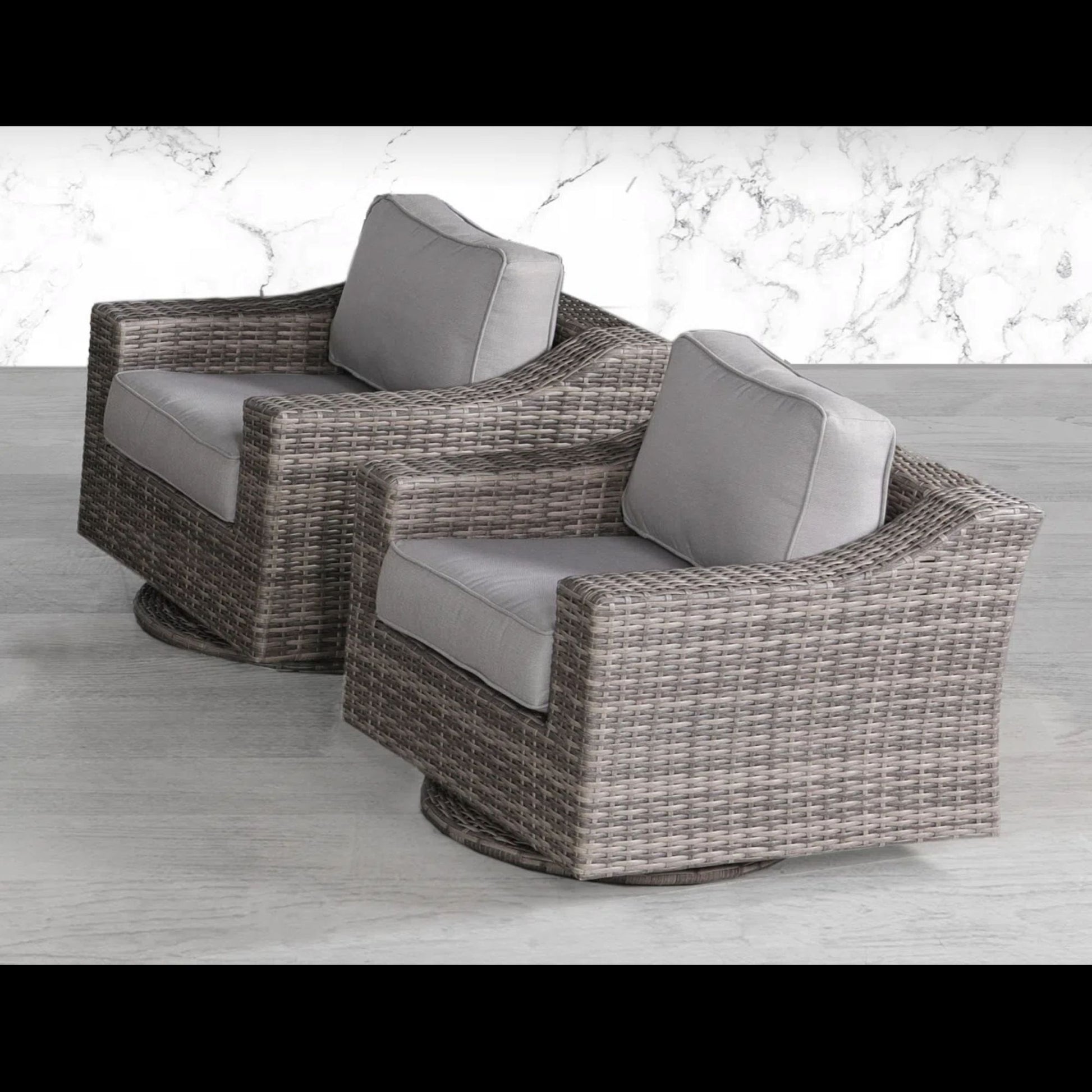 Elegant Swivel Patio Chair With Luxurious Cushions Perfect For Outdoor Relaxation (Set of 2) - Gray Mix LSI Patio Furniture