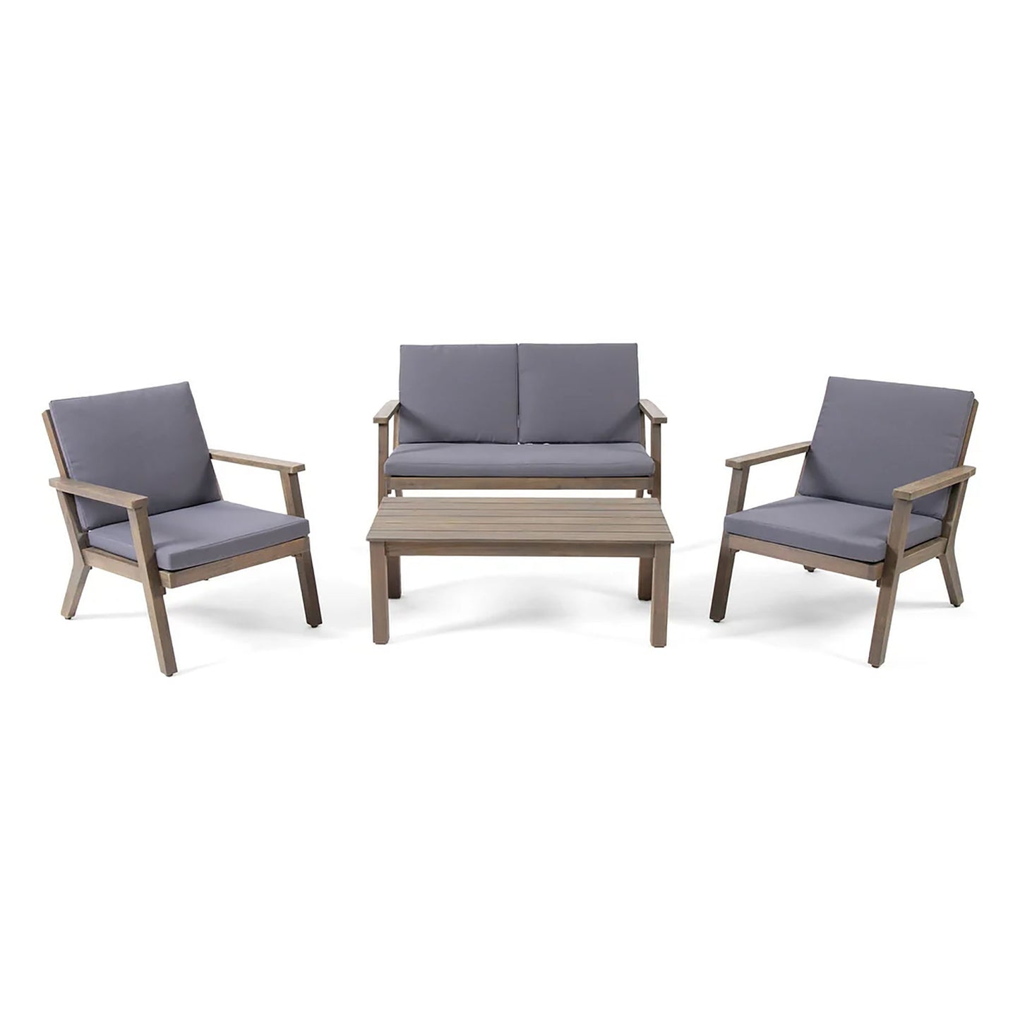 Avacyn - Outdoor Acacia Wood 4 Seater Chat Set With Cushions Noble House