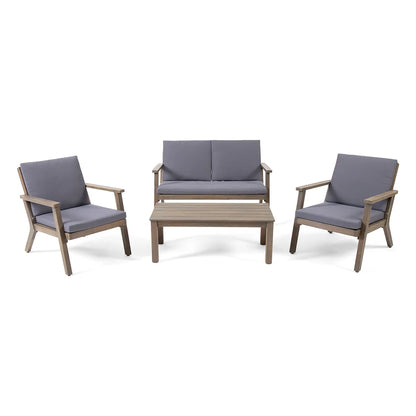 Avacyn - Outdoor Acacia Wood 4 Seater Chat Set With Cushions Noble House