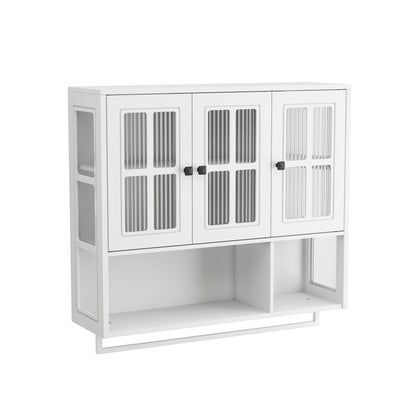3 Door Wall Cabinet With Glass Door And Towel Bar Home Essentials