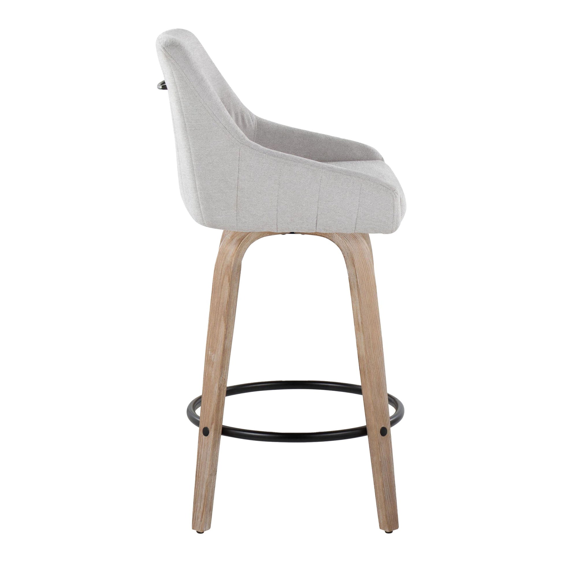 Hannah - Transitional Fixed Height Counter Stool With Swivel With Round Footrest (Set of 2) Lumi Source