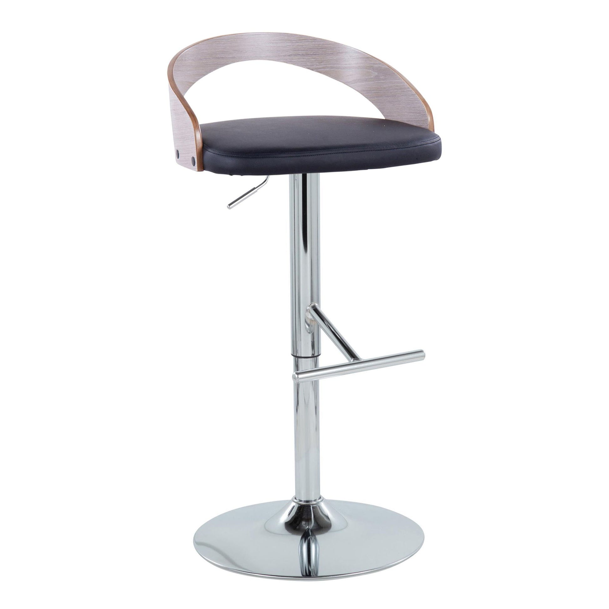 Grotto - Contemporary Adjustable Height Barstool With Swivel With Straight T Footrest (Set of 2) Lumi Source
